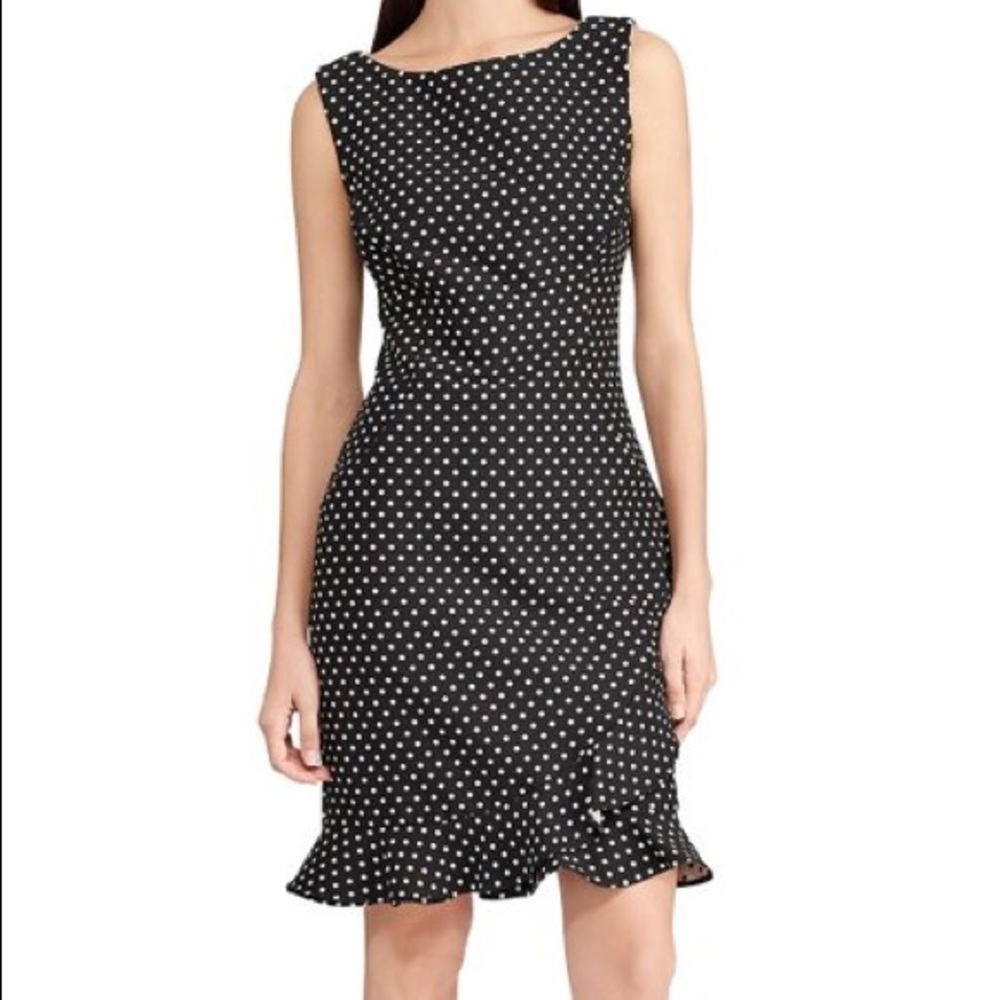 ✅American Living Ruffle Jacquard Polka Dot Dress NW